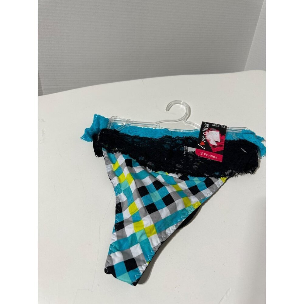 Love Affair 2 pack Lace waistband thongs plus size 2X NWT